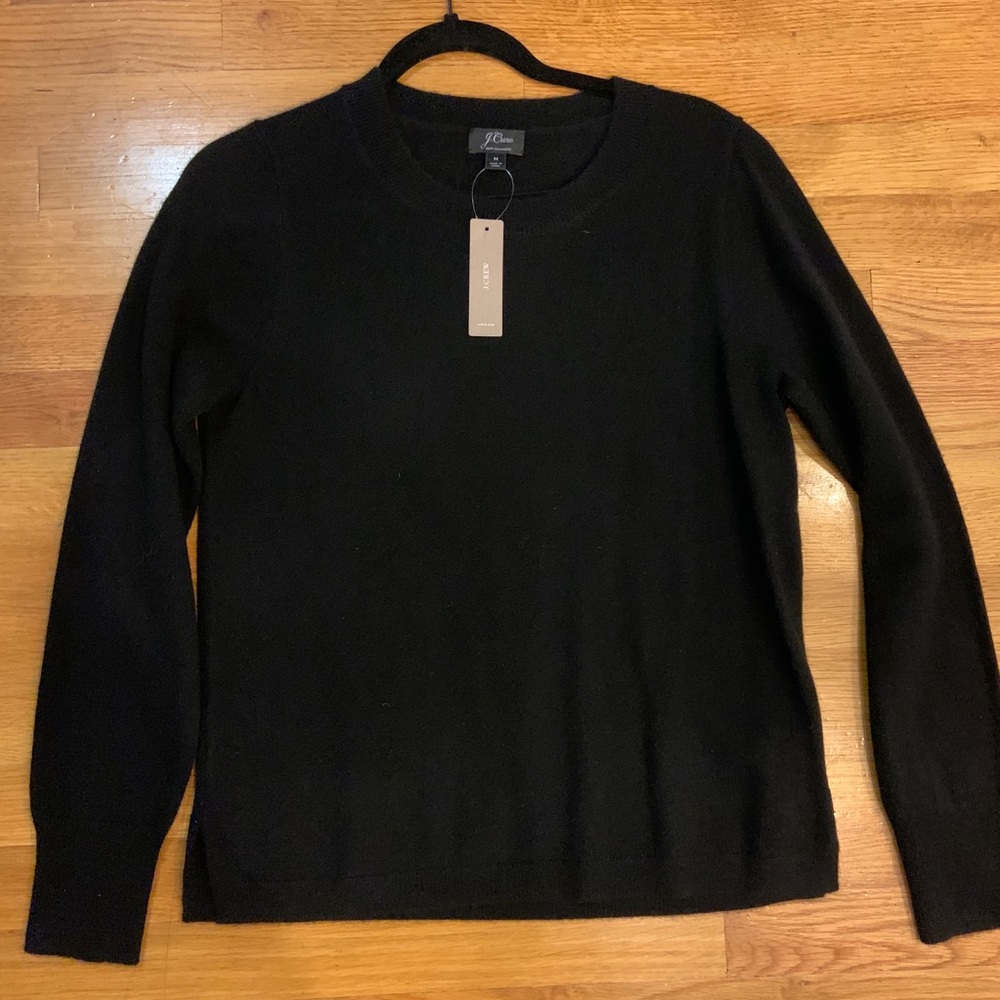 NWT JCrew Black Cashmere Sweater - M